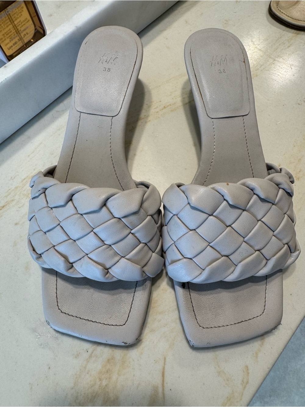 H&M Braided Slide Mules in Light Gray